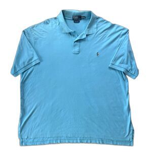 Polo Ralph Lauren Polo Men 3XLT Aqua Blue Pima Cotton Flesh Pony Big Tall Prep